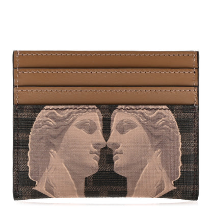 Fendi Glazed Fabric Vitello FF 1974 Statue Card Holder Moro Sand 1 of 9