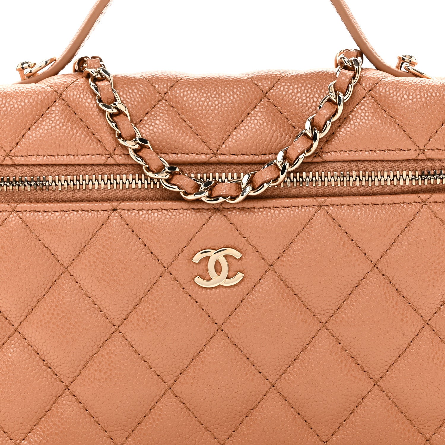 Chanel Caviar Quilted Top Handle Slim Vanity With Chain Brown 8 of 10