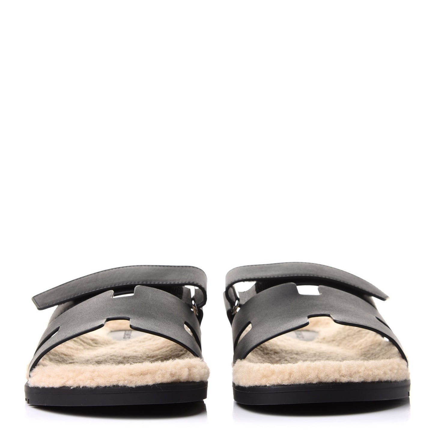 Calfskin Woolskin Mens Chypre Sandals 42.5 Black Ecru