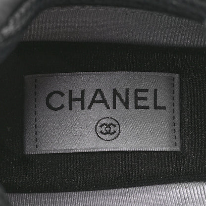 Chanel Mesh Suede Calfskin Grained Calfskin Womens CC Sneakers 38.5 White Black 7 of 8