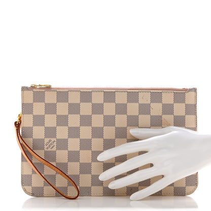 Louis Vuitton Damier Azur Neverfull MM GM Pochette Rose Ballerine 2 of 16