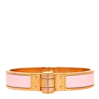 Hermes Enamel Charniere Uni Narrow Hinged Bracelet S Rose Cassatta 1 of 5