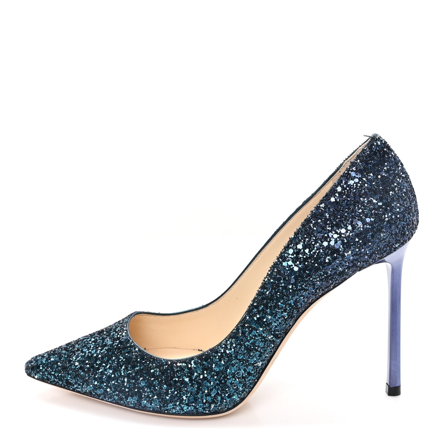 Coarse Glitter Degrade Pointy Toe Romy 100 Pumps 37.5 Peacock Navy