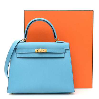 Hermes Madame Calfskin Kelly Sellier 25 Bleu du Nord 11 of 11