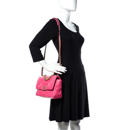 Chanel Shiny Goatskin Quilted Medium 19 Flap Pink 2 of 10