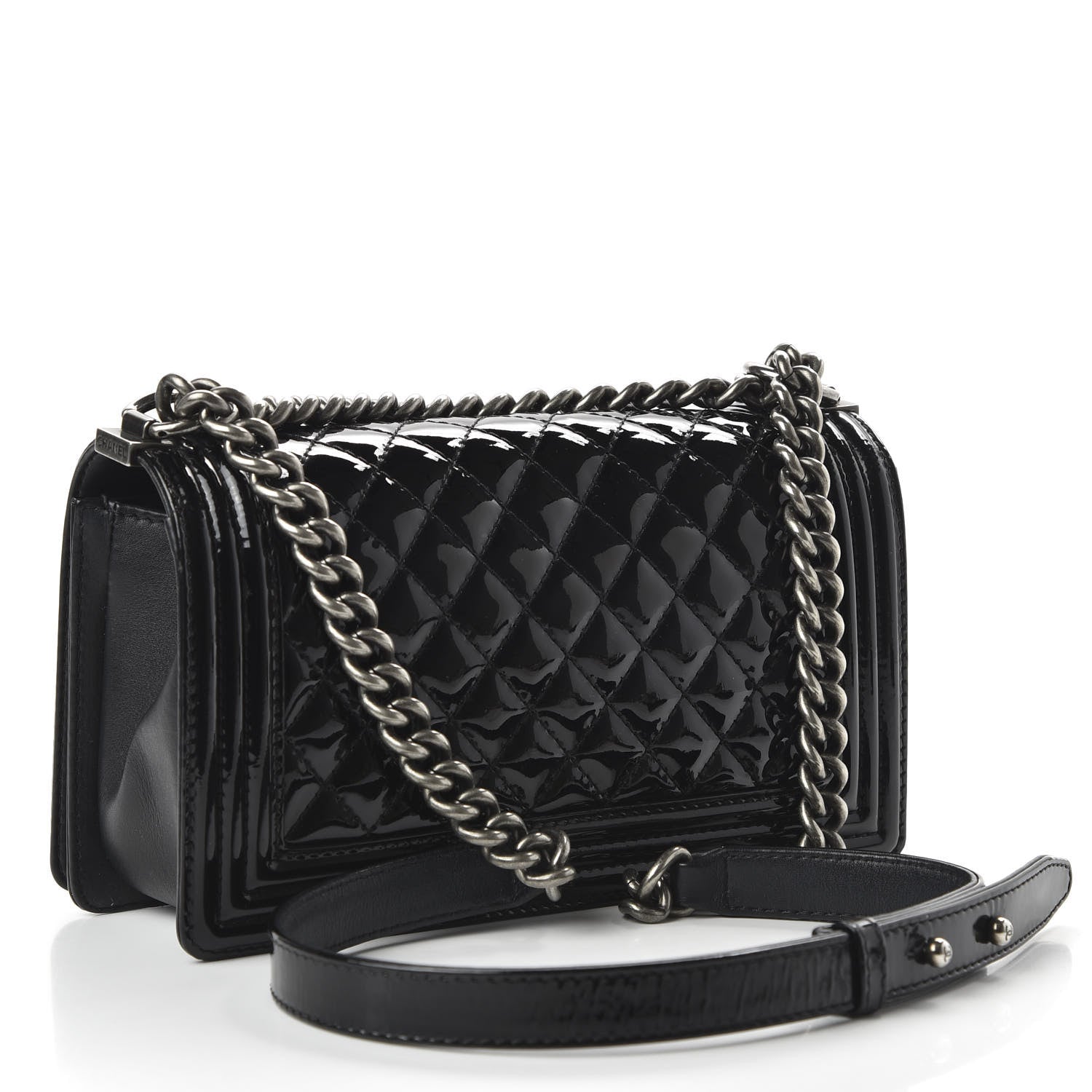 Chanel Patent Calfskin Quilted Medium Boy Flap Black 3 of 10