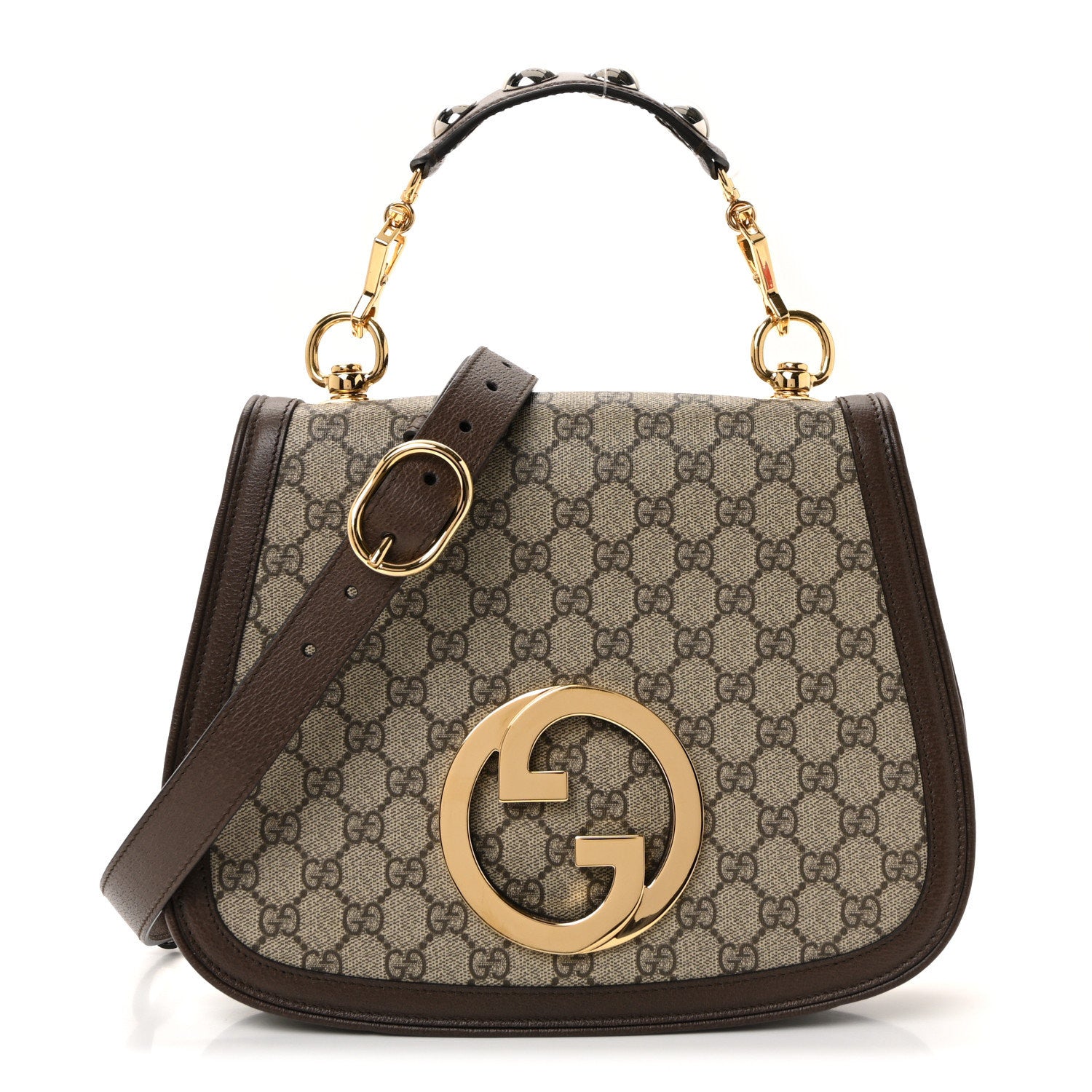 Gucci GG Supreme Monogram Textured Dollar Calfskin Web Medium