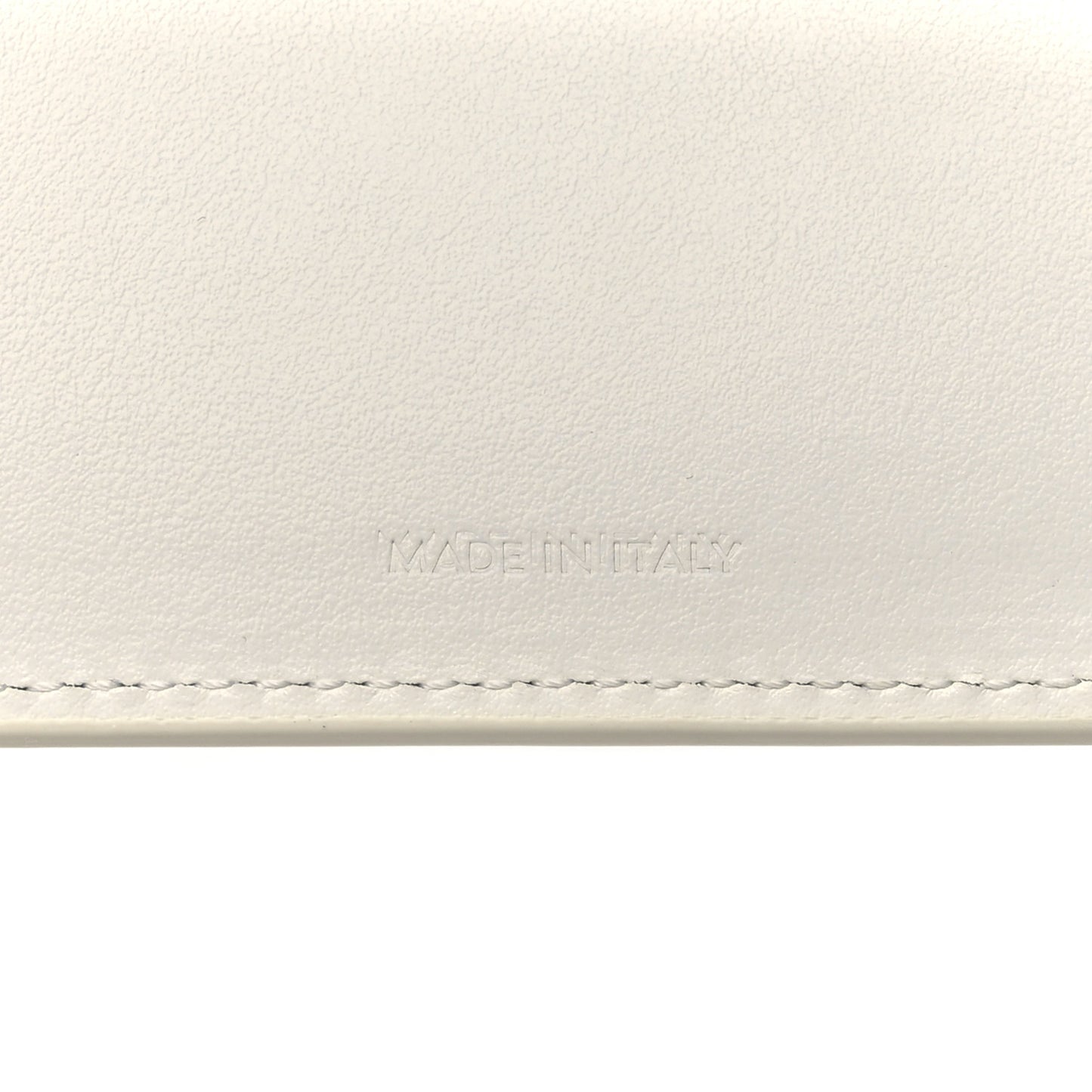 Grained Calfskin Medium Multifunction Strap Wallet White Ocre