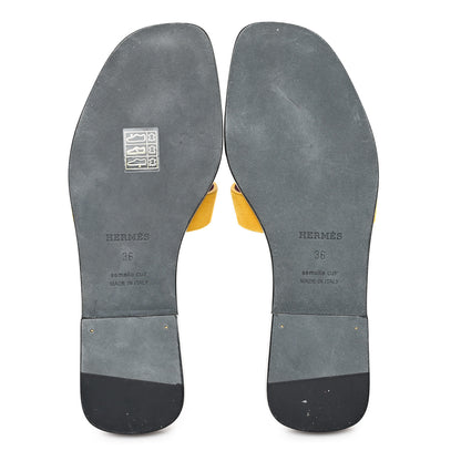 Hermes Suede Goatskin Oran Sandals 36 Jaune Topaze 6 of 10