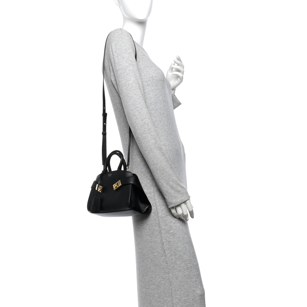 Calfskin Mini Hug Bag Black