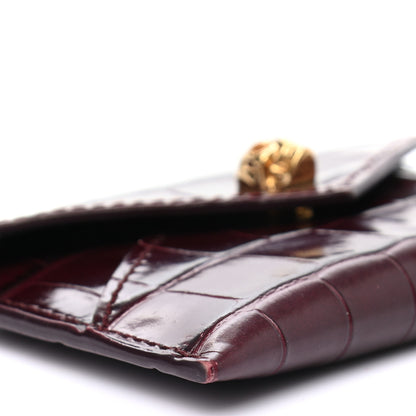 Alexander McQueen Calfskin Crocodile Embossed Skull Envelope Card Holder Burgundy 7 of 8