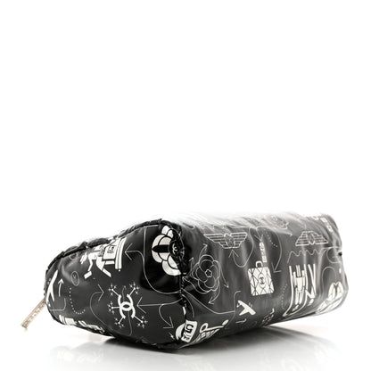 Chanel Coated Canvas Airline Cosmetic Pouch Black White 4 of 8