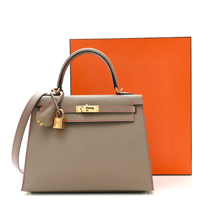 Hermes Epsom Horseshoe Kelly Sellier 25 Gris Asphalte Lime 11 of 11