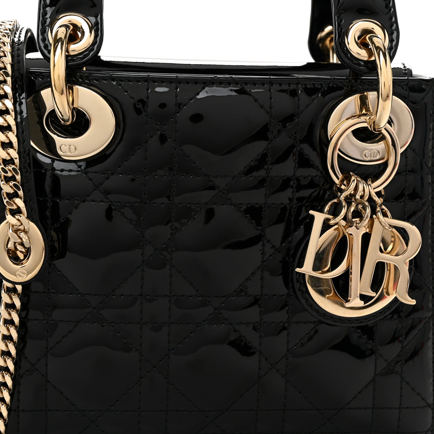 Patent Cannage Mini Lady Dior Black