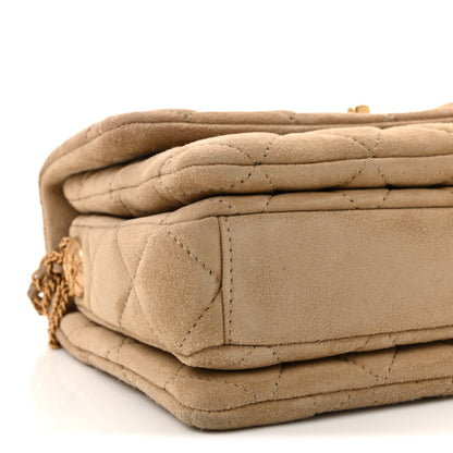 Chanel Suede Quilted Precious Buttons Flap Beige 9 of 11