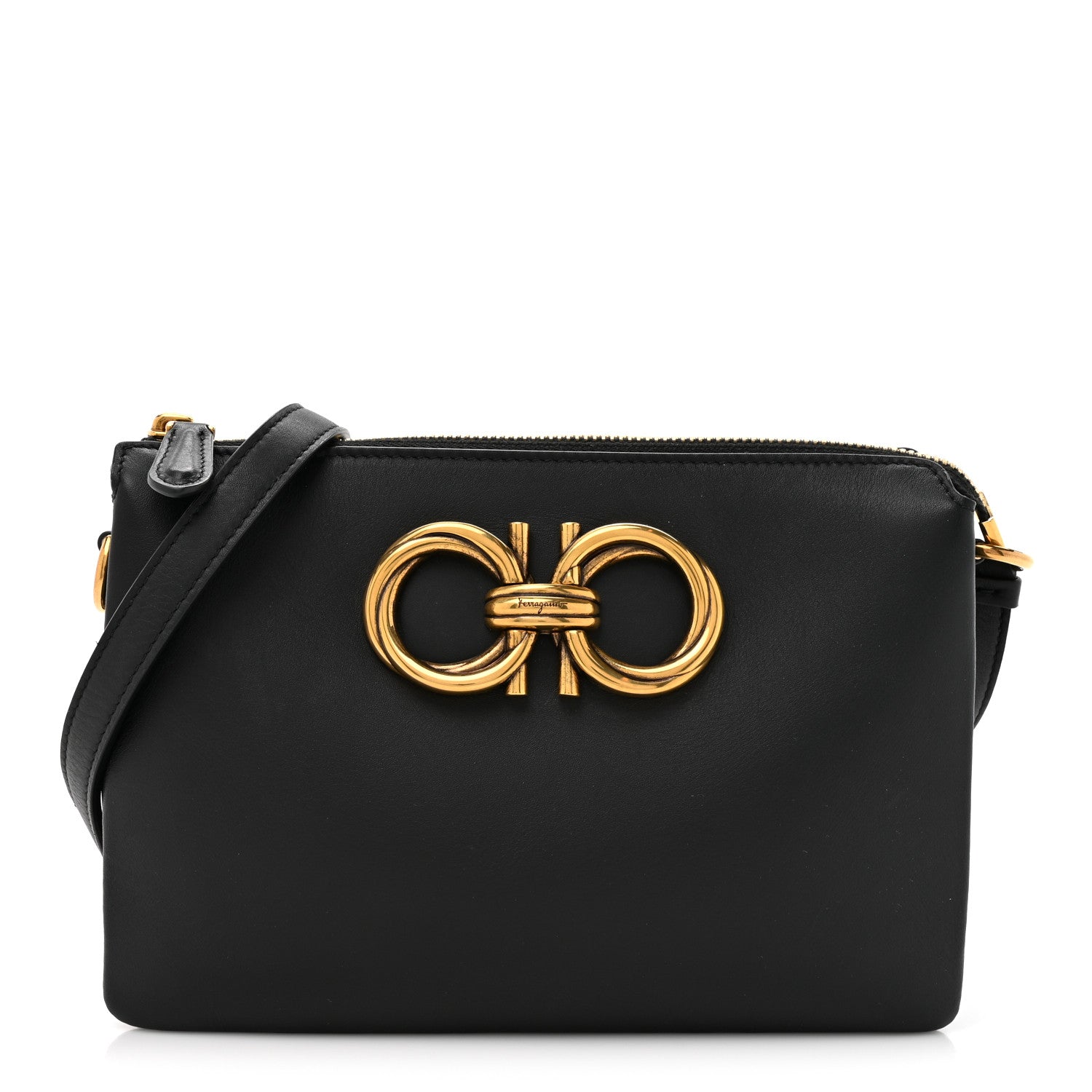 Salvatore Ferragamo Calfskin Trapezio Shoulder Bag Black 1 of 12