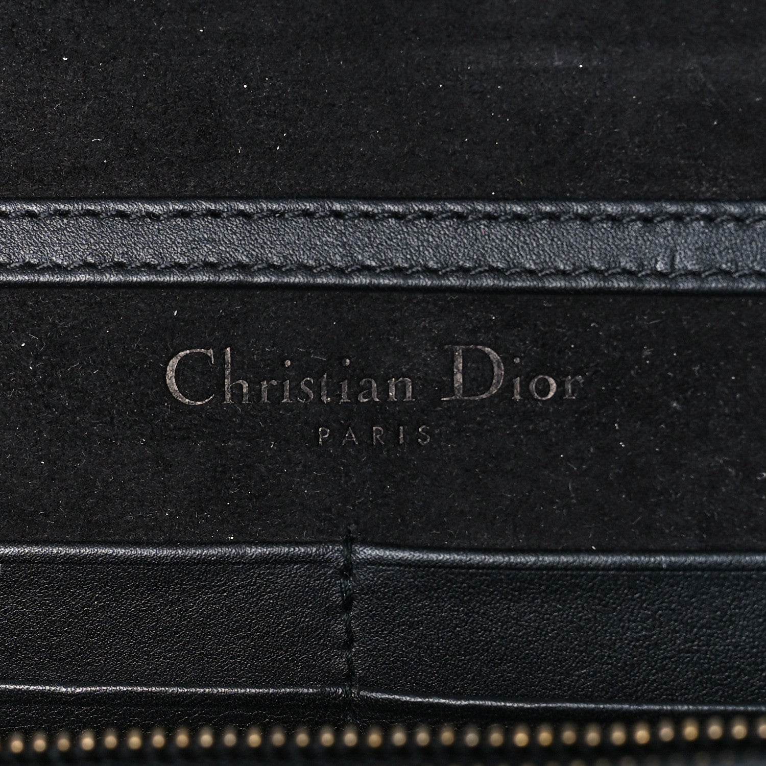 Christian Dior Calfskin Embossed Stars Wallet on Chain Black Gold 5 of 8