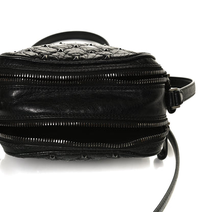 Valentino Garavani Craquele Nappa Rockstud Spike Double Zip Camera Crossbody Bag Black 8 of 12