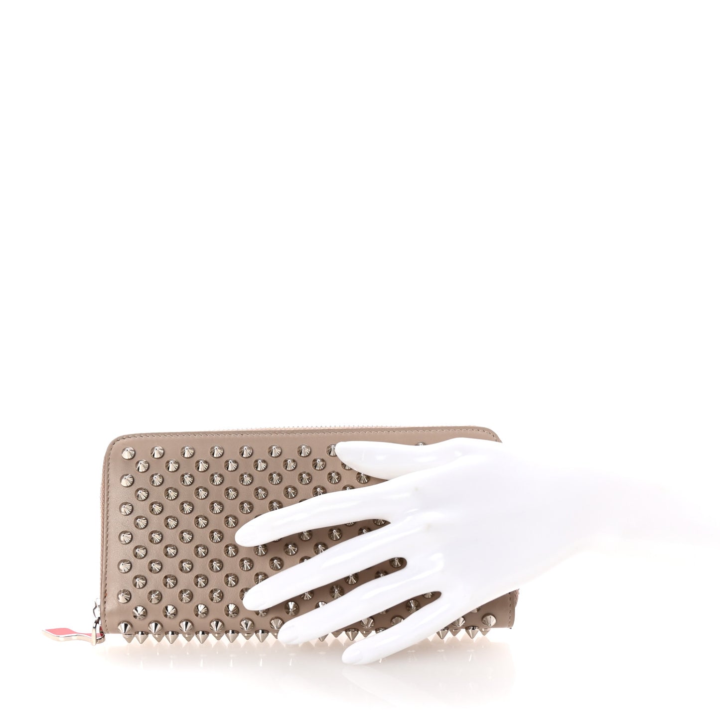 Calfskin Panettone Spiked Zip Around Wallet Dune