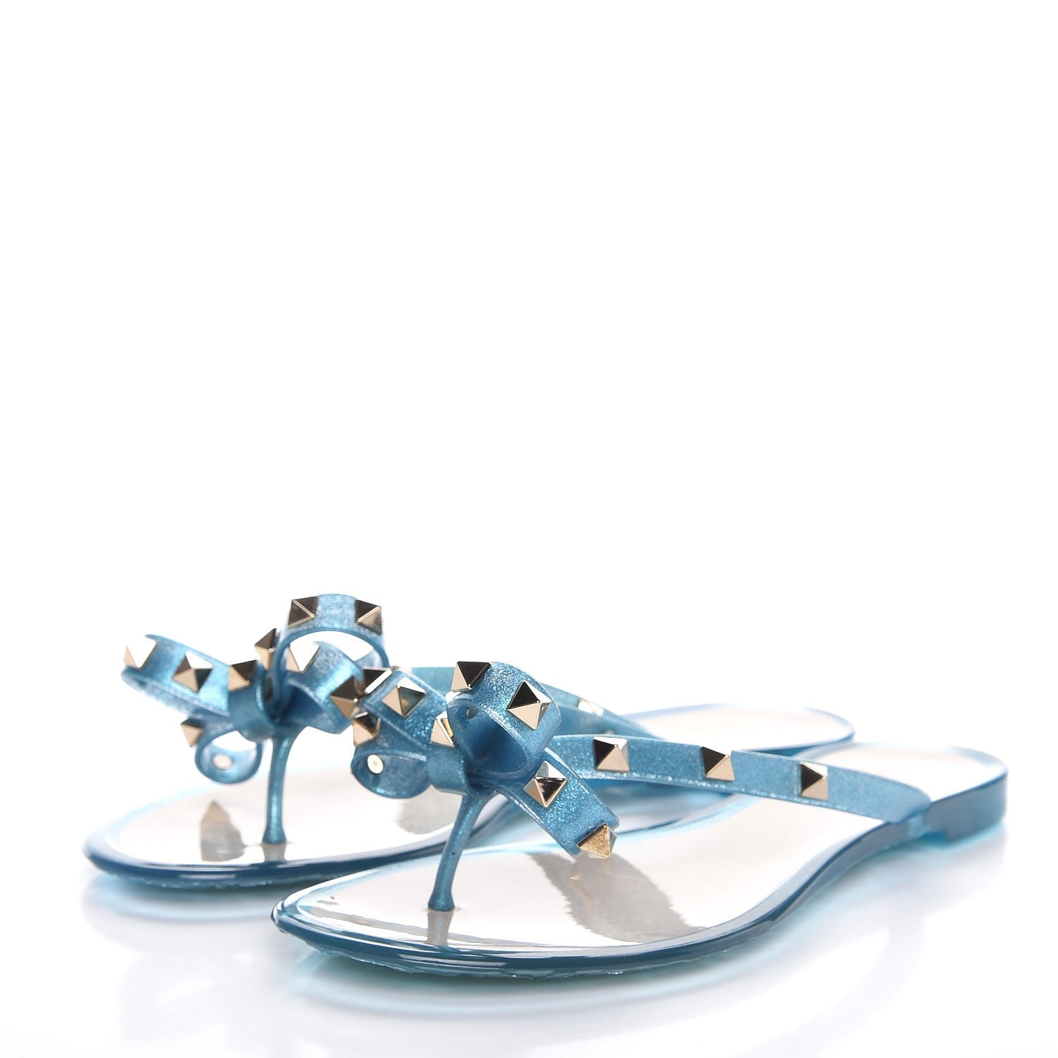 Valentino Garavani PVC Jelly Glitter Rockstud Bow Thong Sandals 36 Cerulean 3 of 8