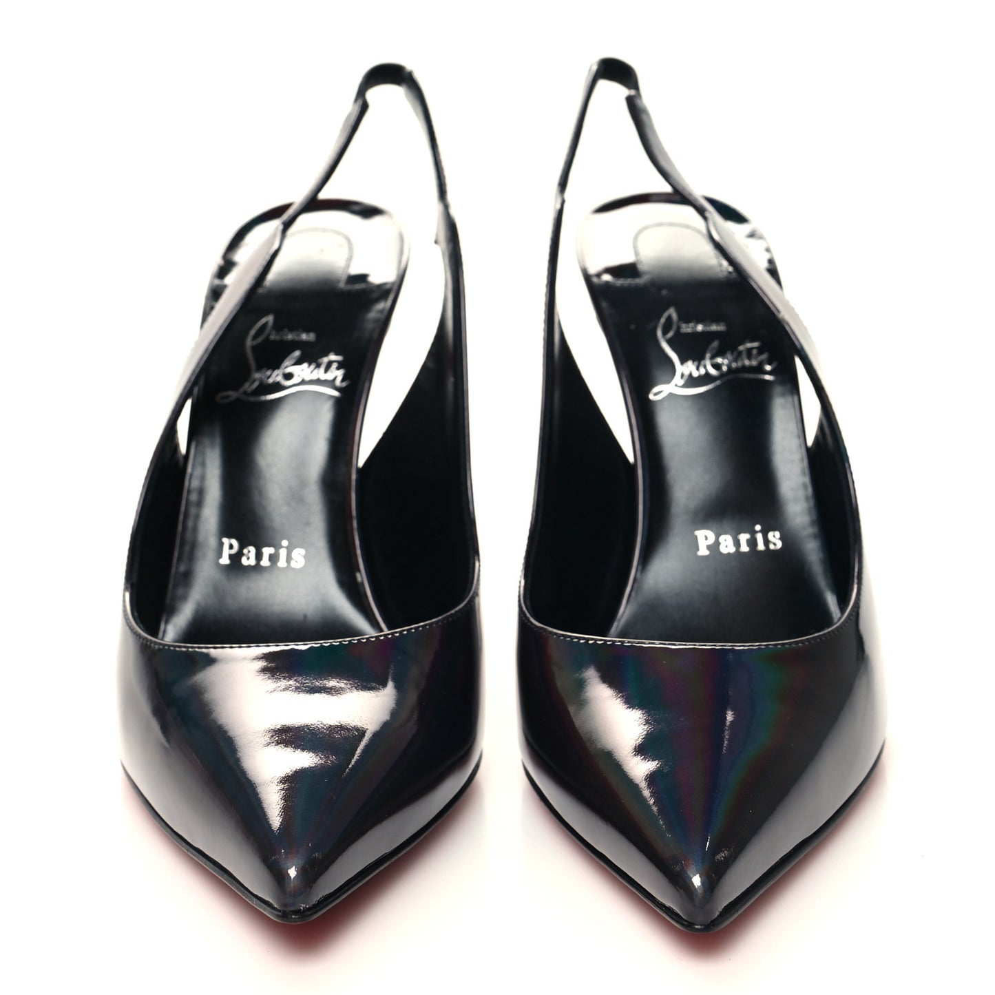Metallic Patent Psychic Hot Chick Slingback 100 Pumps 38.5 Black