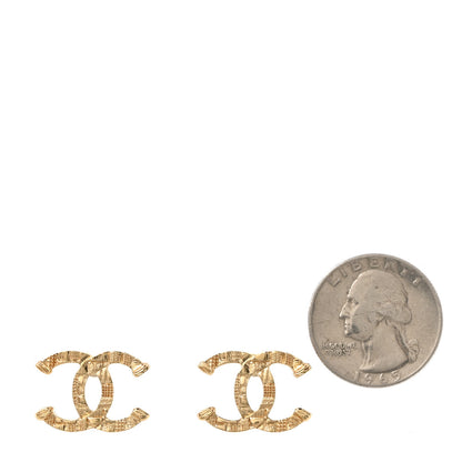 Chanel Metal Tweed Effect CC Earrings Gold 2 of 5