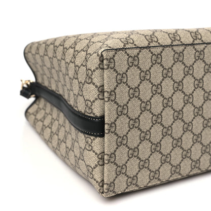 Gucci GG Supreme Monogram Medium Emblem Bucket Bag Beige Dark Brown Black 8 of 10