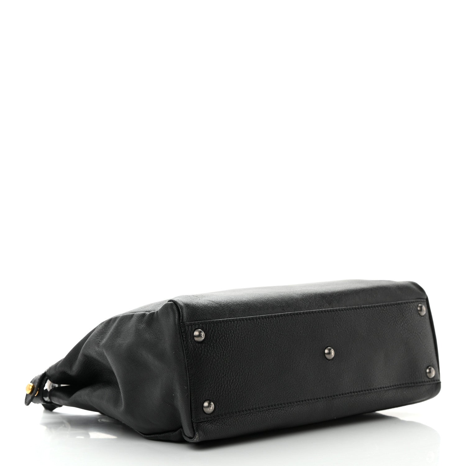 Fendi Goatskin Zucca Medium Peekaboo Iconic Satchel Black Tobacco 4 of 17