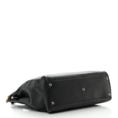 Fendi Goatskin Zucca Medium Peekaboo Iconic Satchel Black Tobacco 4 of 17