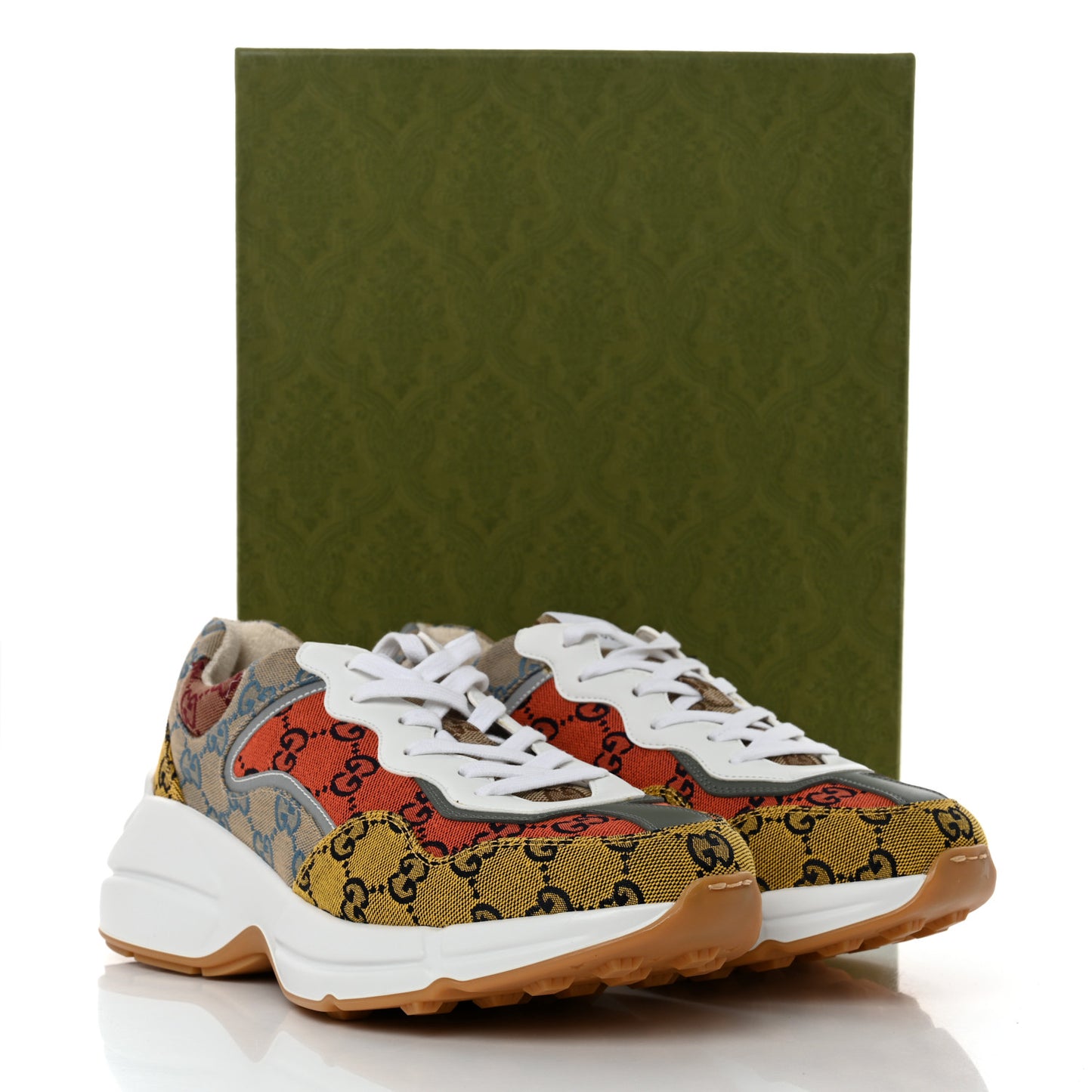 Monogram Multicolor Mens Rhyton Sneakers 8.5 Yellow Blue Great White Tabasco