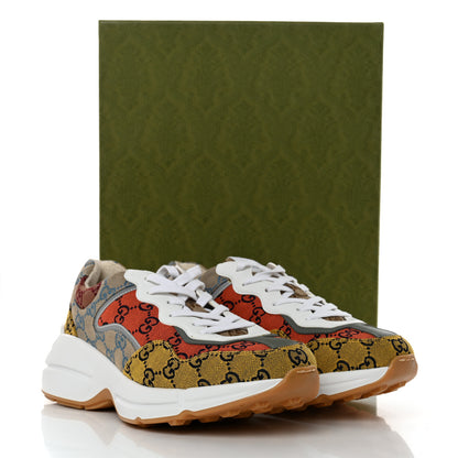 Gucci Monogram Multicolor Mens Rhyton Sneakers 8.5 Yellow Blue Great White Tabasco 8 of 8