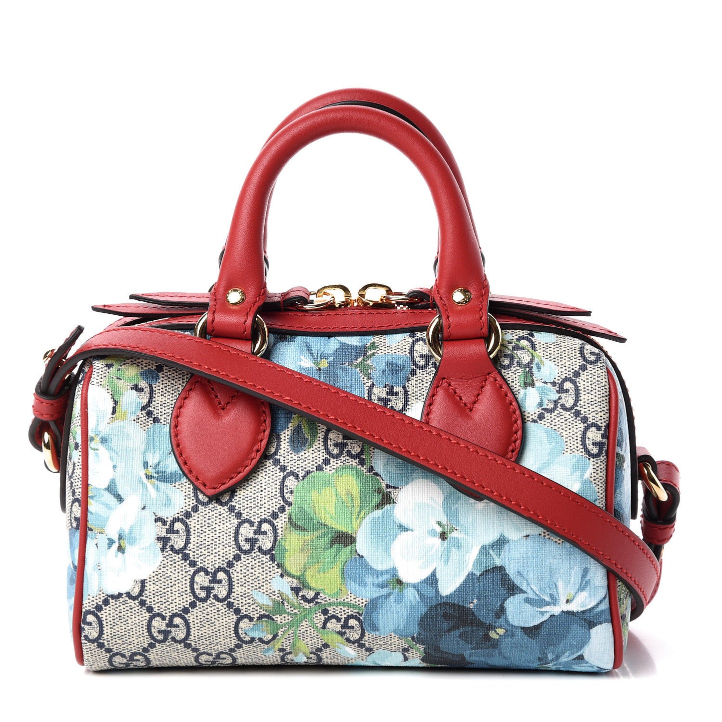 GG Supreme Monogram Blooms Mini Boston Navy Blue Hibiscus