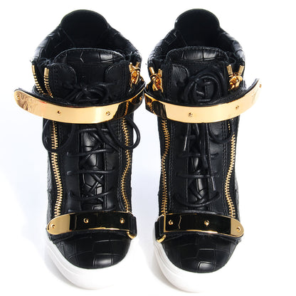 FASHIONPHILE GIUSEPPEZANOTTICrocStampedLorenz75WedgeSneakers37Black 2 of 7