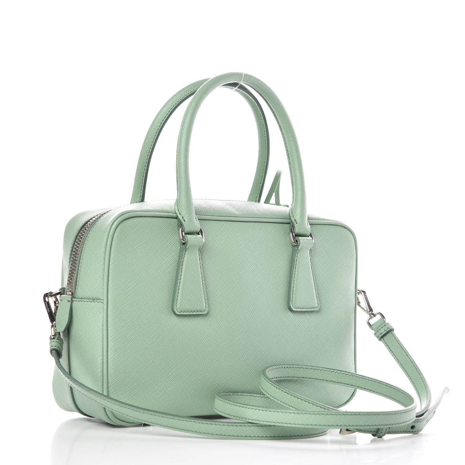 Prada Saffiano Lux Top Handle Crossbody Bag Acquamarina 3 of 9