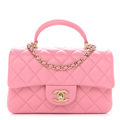 Chanel Lambskin Quilted Mini Top Handle Rectangular Flap Pink 1 of 11