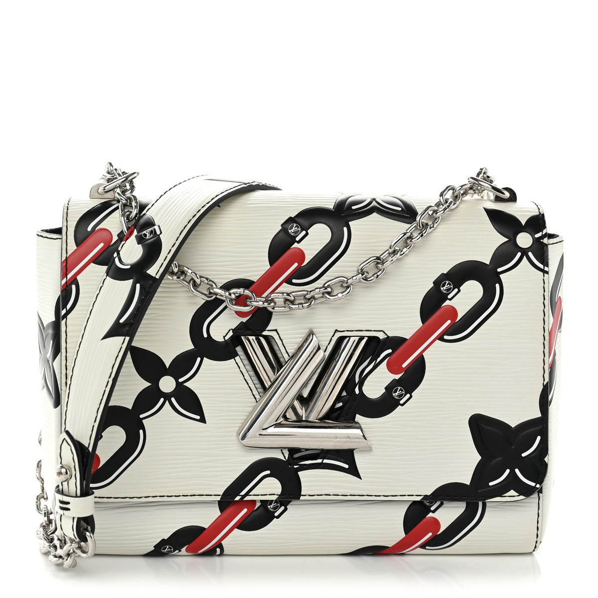 Louis Vuitton Epi Chain Flower Twist Shoulder Bag MM White 2 of 19