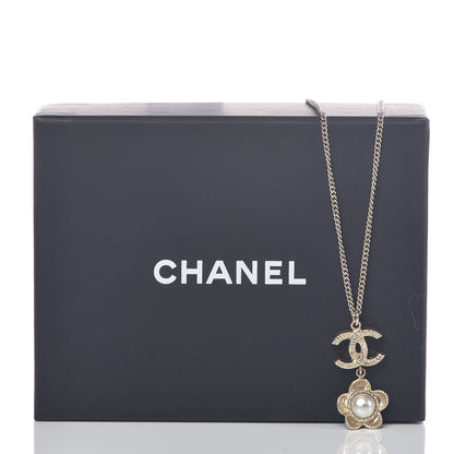 Chanel Pearl CC Camellia Pendant Necklace Gold 7 of 7