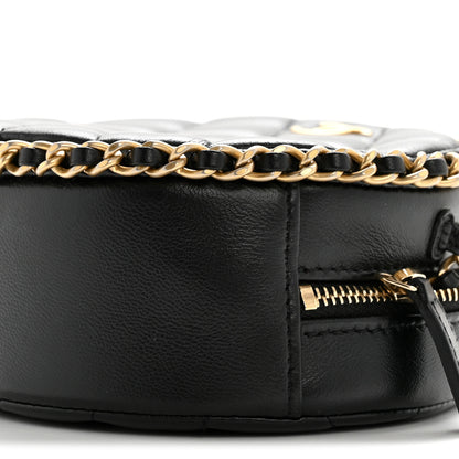 Chanel Lambskin Quilted Chain Around CC Round Clutch With Chain Black 10 of 10
