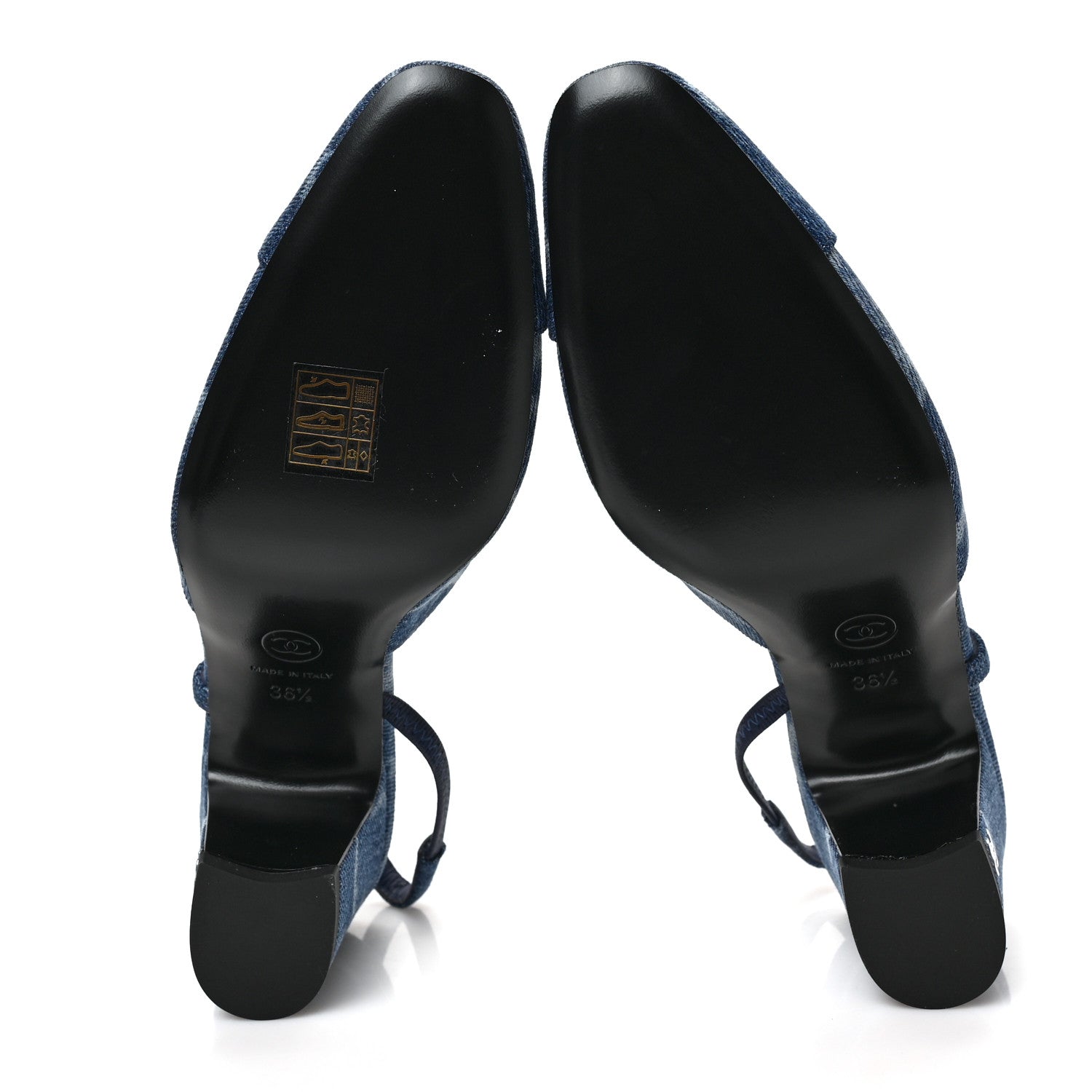Chanel Denim Cap Toe CC Slingback Pumps 36.5 Blue 6 of 8