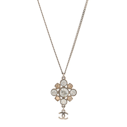 Chanel Crystal CC Drop Pendant Necklace Silver 1 of 5