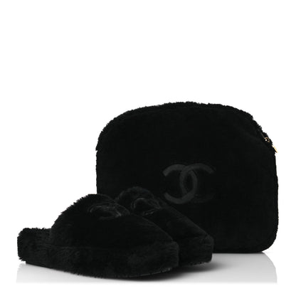 Chanel Shearling CC Flat Mules 41 Black 11 of 17