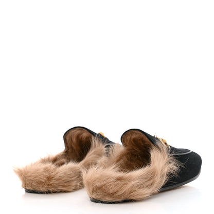 Gucci Velvet Fur Womens Princetown Slippers 36.5 Black 4 of 8