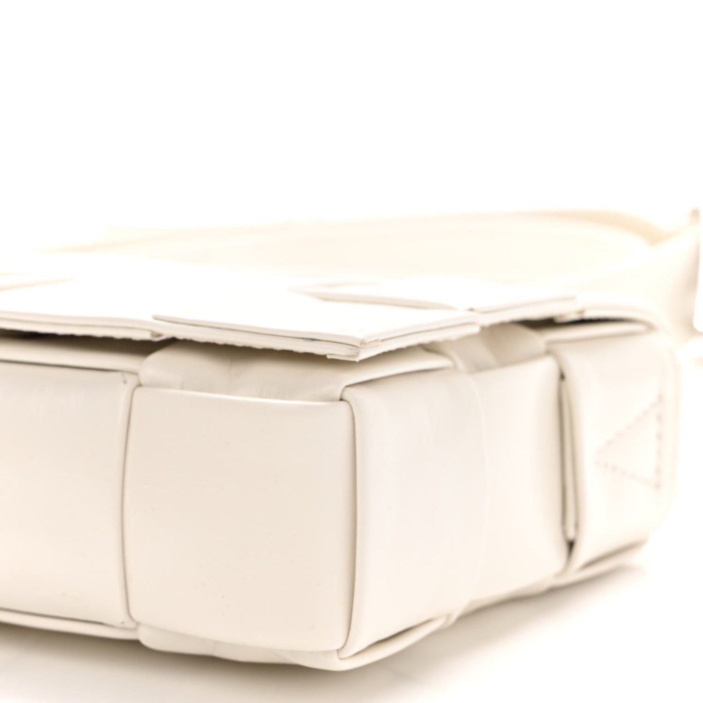 Paper Calfskin Maxi Intreccio Cassette Crossbody Bag White