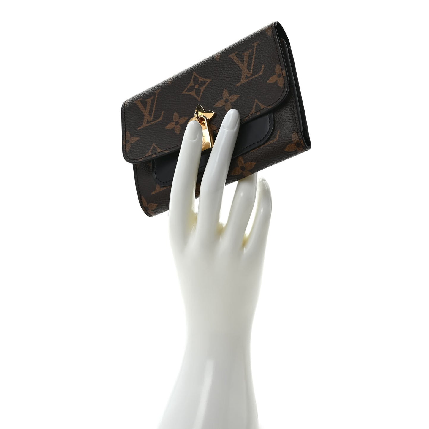 Monogram Flower Lock Compact Wallet Black