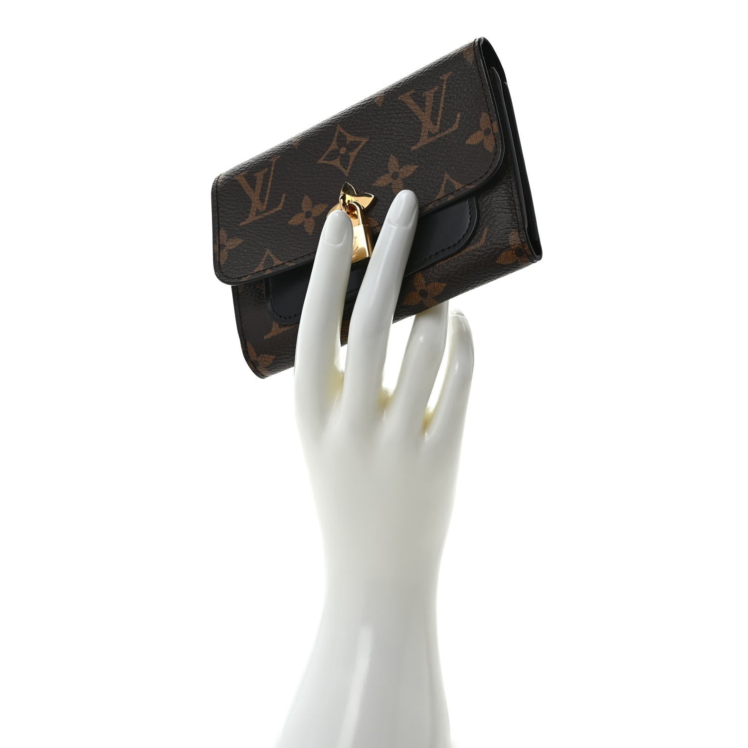 Louis Vuitton Monogram Flower Lock Compact Wallet Black 2 of 9