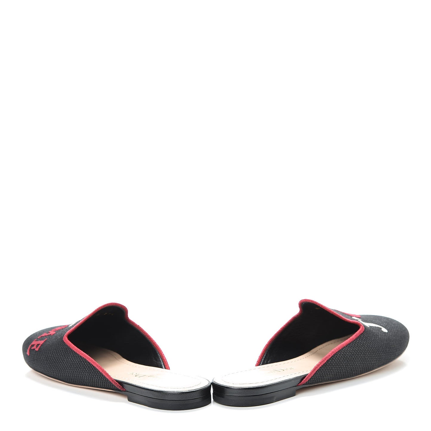 Embroidered Cotton Dioramour Mules 37.5 Black