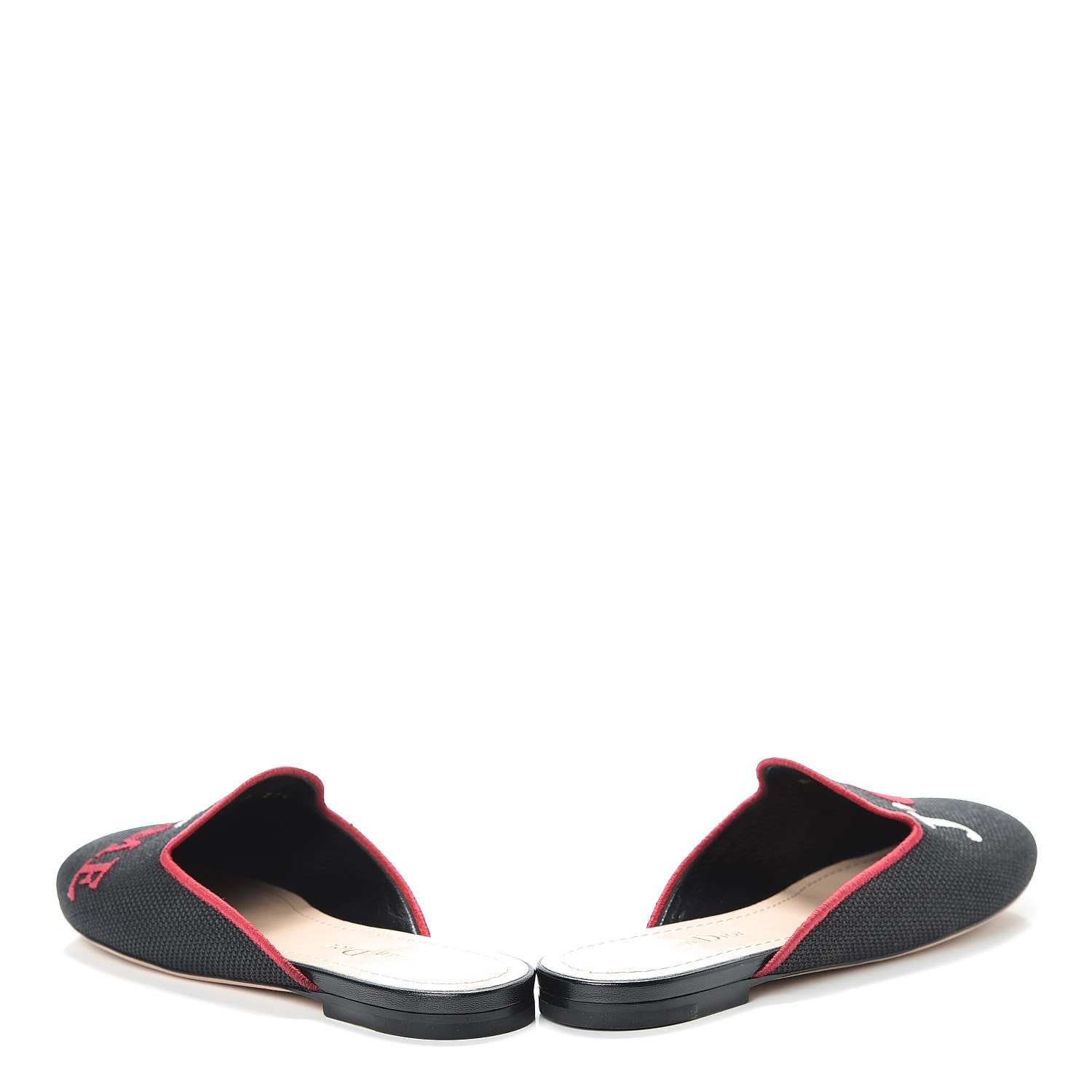 Christian Dior Embroidered Cotton Dioramour Mules 37.5 Black 5 of 16