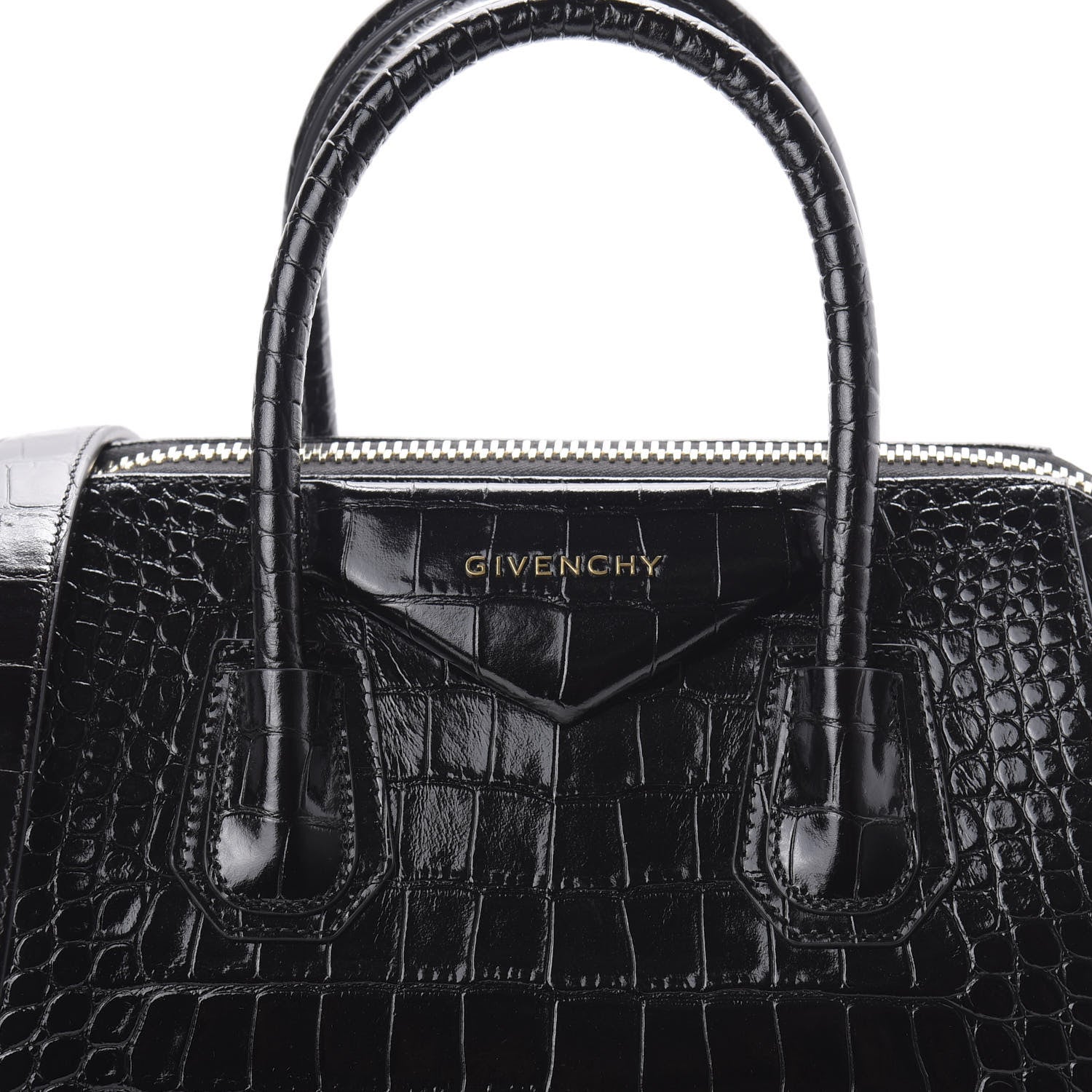 Givenchy Calfskin Crocodile Embossed Small Antigona Black 10 of 11