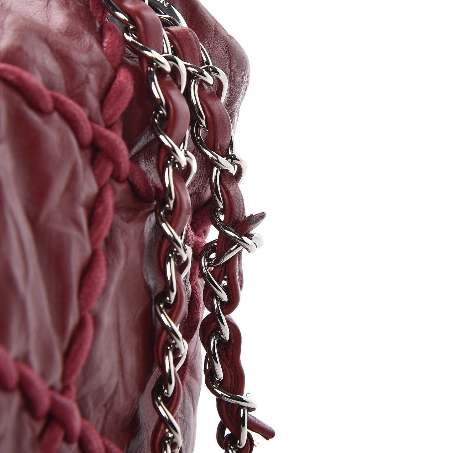 Calfskin Medium Ultra Stitch Flap Dark Red