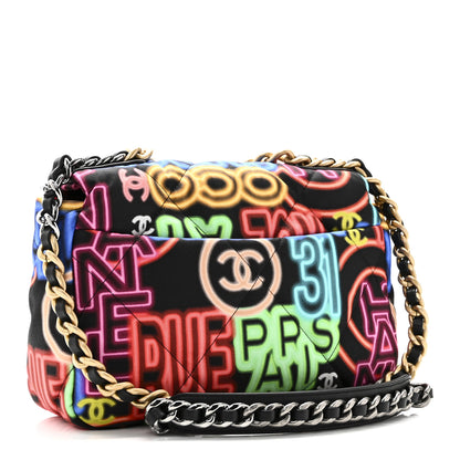 Chanel Fabric Printed Medium Chanel 19 Flap Black Multicolor 3 of 11